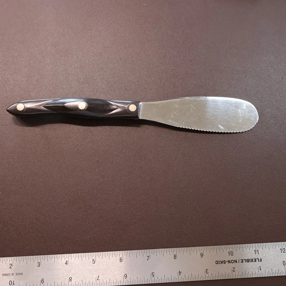 Cutco Spatula Spreader 1768 Vintage Serrated Brown Marbled Handle Made in USA